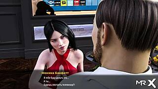 in this hentai game, she secretly sucks her boss off at home, episode 2