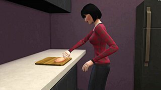 Japanese stepmom seduces stepson after catching him masturbating hard