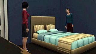 Japanese stepmom seduces stepson after catching him masturbating hard