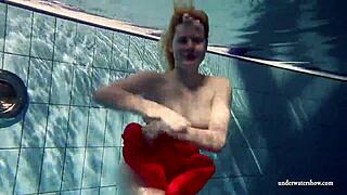 russian teen lucie dives naked in pool