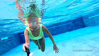 feeling shy in my transparent wet swimwear at public pool