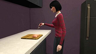 Japanese stepmom seduces stepson after catching him masturbating hard