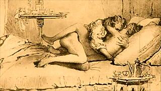 vintage erotic cartoon anime hentai comic illustration from retro era