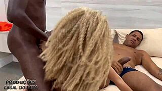 damn, latina slut takes big black cocks in wild double penetration at motel