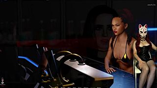 in tales from the deep, eve does a striptease in public.