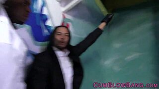 This blacked babe tugs multiple cocks with skill