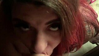 This BBW with huge natural tits is giving a blowjob in the garage.