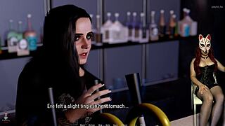 in tales from the deep, eve does a striptease in public.