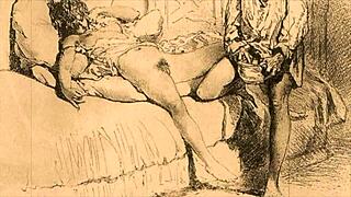 vintage erotic cartoon anime hentai comic illustration from retro era