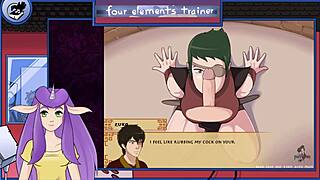 Avatar the last airbender four elements trainer part 23 blowjob from a guard with big tits and facial