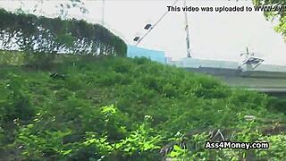 Hey, banging that blue-eyed sporty teen for cash in public