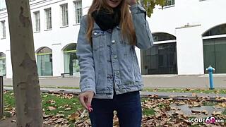 German scout - super skinny teen Adelle bangs to crazy orgasm at street pickup