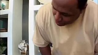 Ebony BBW takes big black cock doggystyle on couch