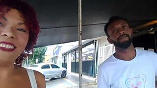 she shows off on the bus, making the guy excited in public