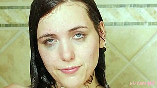 Captivating Brunette Enjoys a Sensual Shower with Steamy Vibes