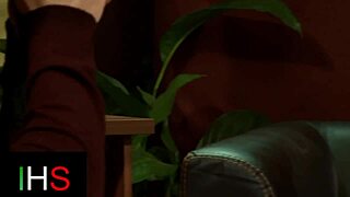 wonderful blonde girl with light eyes fucks hard in missionary, riding swollen pussy and getting cumshot on ass