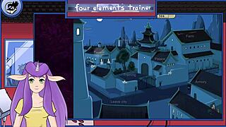 Avatar the last airbender four elements trainer part 23 blowjob from a guard with big tits and facial