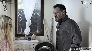 Spanking me, daddy, got you hard with teen pussy play