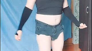 Sissy Crossdresser in Sexy Dress Shows Big Ass as White Gay Boy Model