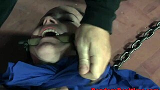 Bound babe gets gagged