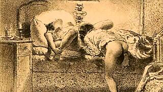 vintage erotic cartoon anime hentai comic illustration from retro era