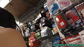 Babe Goes Wild Sucking Massive Gloryhole Cock for Cumshot