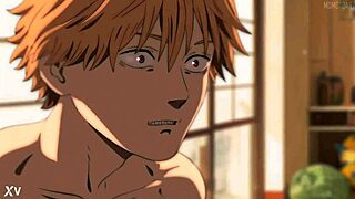 Power and Denji engage in intense licking and cock sucking with monster dick