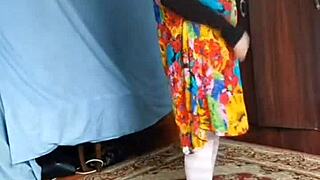 Twerking big white ass in amateur crossdresser performance.