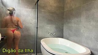 a married woman gets creampied in the bathroom by two guys