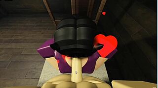 roblox slut gets bent over and pounded hard in a secluded cabin scene