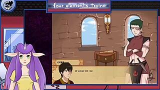 Avatar the last airbender four elements trainer part 23 blowjob from a guard with big tits and facial