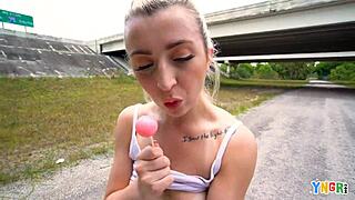Blonde Teen Cameron Mynx Feels Intense Pleasure Outdoors