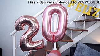 Wow, Larinha Smalls at her 20th anniversary fuck party! She took on 7 guys for first time DAP and anal with monster cocks. Real birthday bash! 🎉