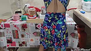 beautiful hijastra left alone at home to cook. her padrastro couldn't resist touching her everywhere.