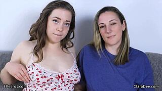 Roommates Elle Eros and Clara Dee trick you into a wild pegging spitroast threesome in POV
