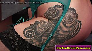 tattooed british beauty sucks cock in pov close-up