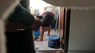 Dude, this young boy’s jerking off right in front of Andhra maid Swathy, so bold!