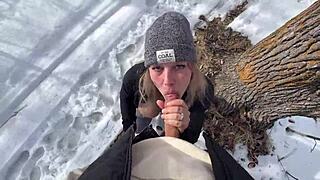 Outdoor Park Winter Big Tit Orgasm!