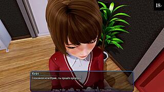 in harem hotel, the milf deepthroats big cock while masturbating in public