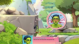 omg, this horny young female orc is face-sitting a lucky boy in a wild game!