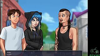 Man, check out the plan to get busty Odette with redhead Gracce in Summertime Saga! 😜