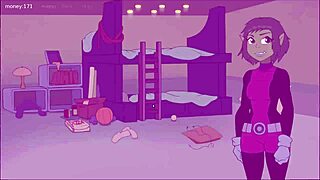 In 18Titans episode 13, Raven gives handjob to big black cock 😏