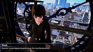 in harem hotel, the milf deepthroats big cock while masturbating in public