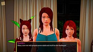 In the family home, a redhead bends over for doggystyle with a monster cock, her small tits bouncing.