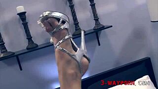 Blonde milf in three-way group activity