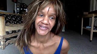 Ginger Moisther Teases in Blue with Comedy Nipples and Lick Attempts