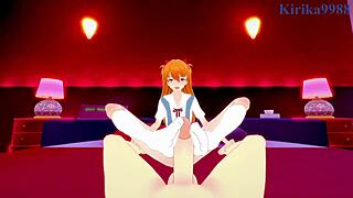 Rei and Asuka feel intense passion in their POV hentai sex scene