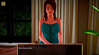 In the family home, a redhead bends over for doggystyle with a monster cock, her small tits bouncing.