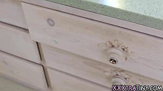 small redhead casually gets a facial after masturbation and fingering