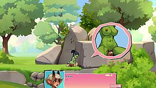 omg, this horny young female orc is face-sitting a lucky boy in a wild game!